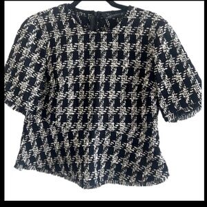 Zara Woman peplum tweed top NWOT